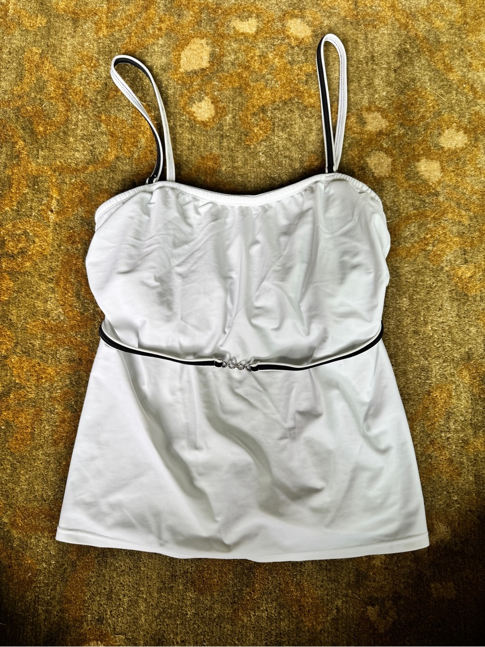 VENUS White Camisole Tankini Top with Black Trim Belt